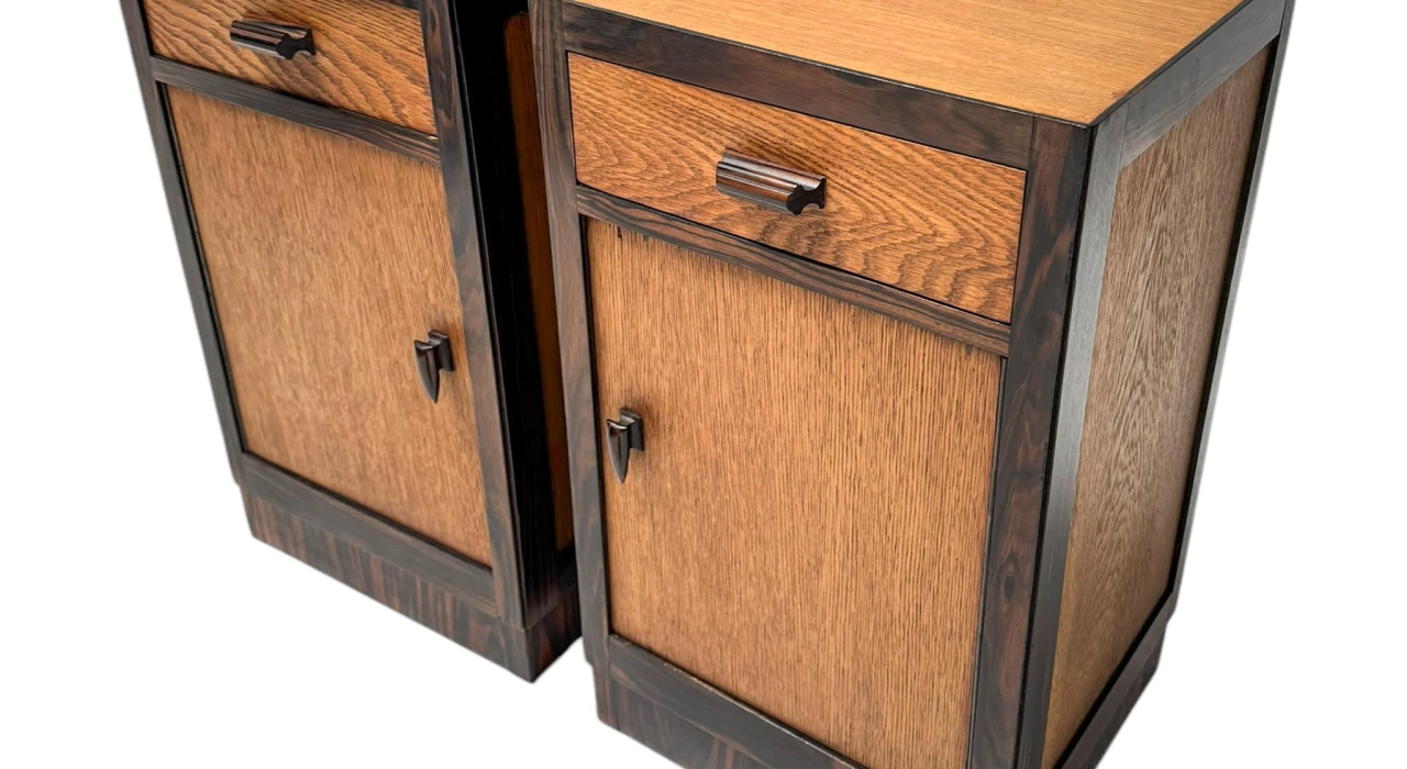 Two Art Deco Modernist Nightstands or Bedside Tables, 1920s 2